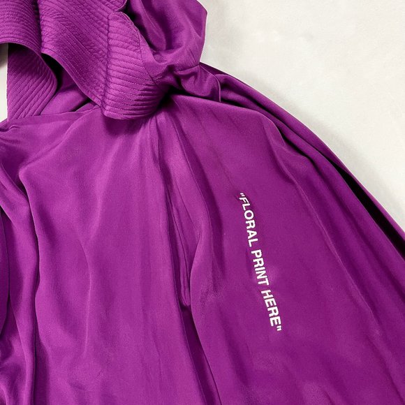 Auc NWT Off-White "Floral Print Here" Asymmetric Crepe De Chine Dress - Picture 14 of 17